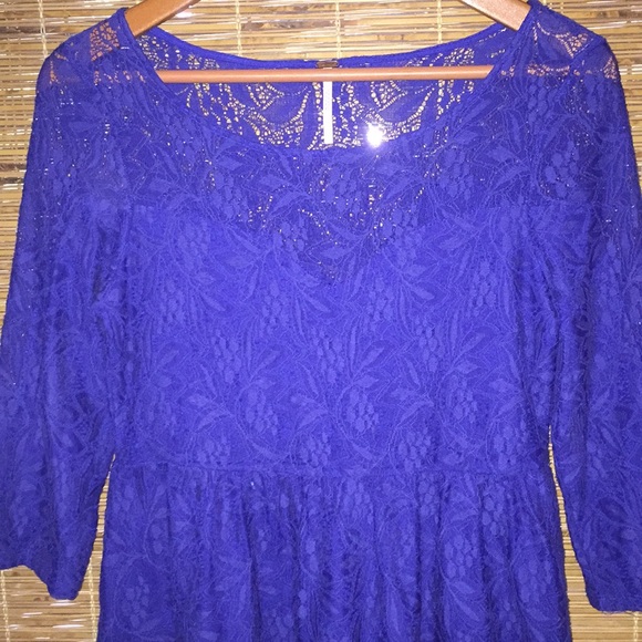 Free People Cobalt Blue Shake It Up Lace Dress SP - Picture 3 of 8